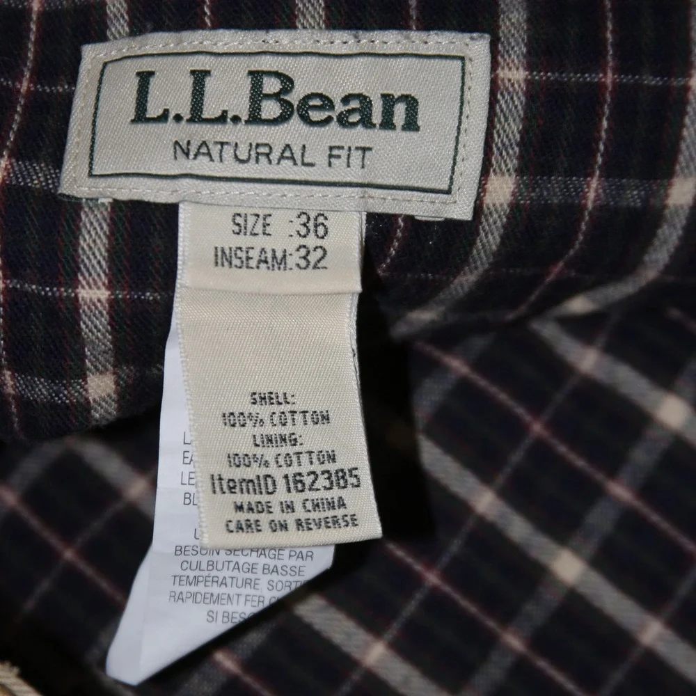 LL‎ Bean Flannel Lined Chino Pants Mens 36x32 Tan Natural Fit 162385